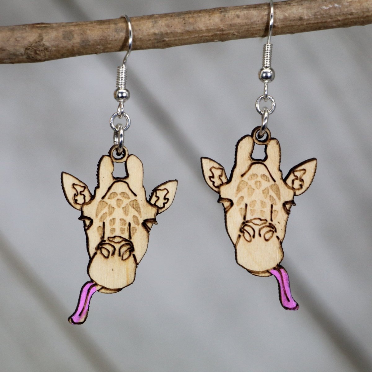 Giraffe Wooden Earrings | Cute Safari Animal Jewelry by Cate's Concepts, LLC, handmade jewelry main product photo