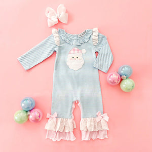 Girls Christmas Santa Romper by Seven Lantern Lane, Southern lifestyle apparel main product photo