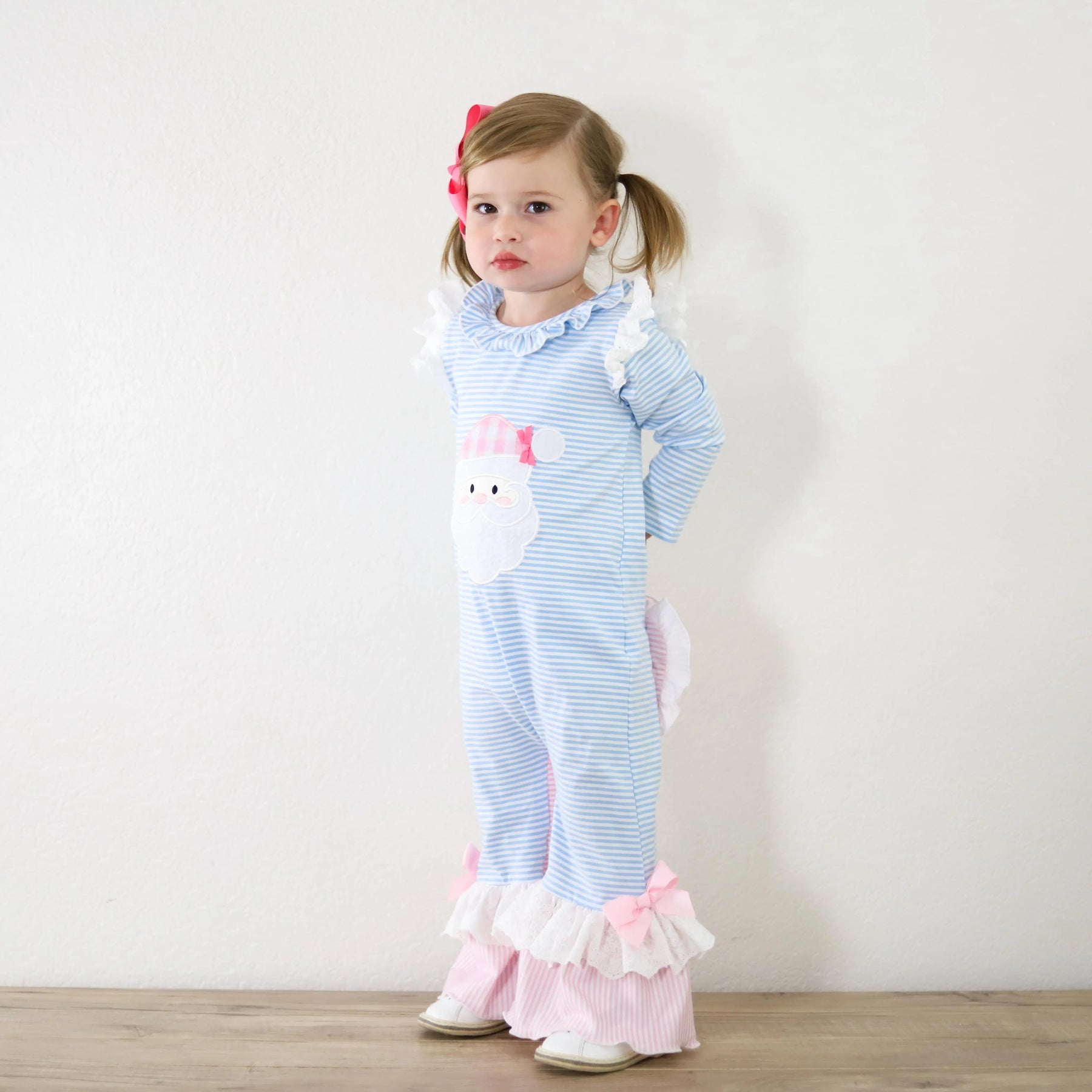 Girls Christmas Santa Romper by Seven Lantern Lane, Southern lifestyle apparel detail photo 13