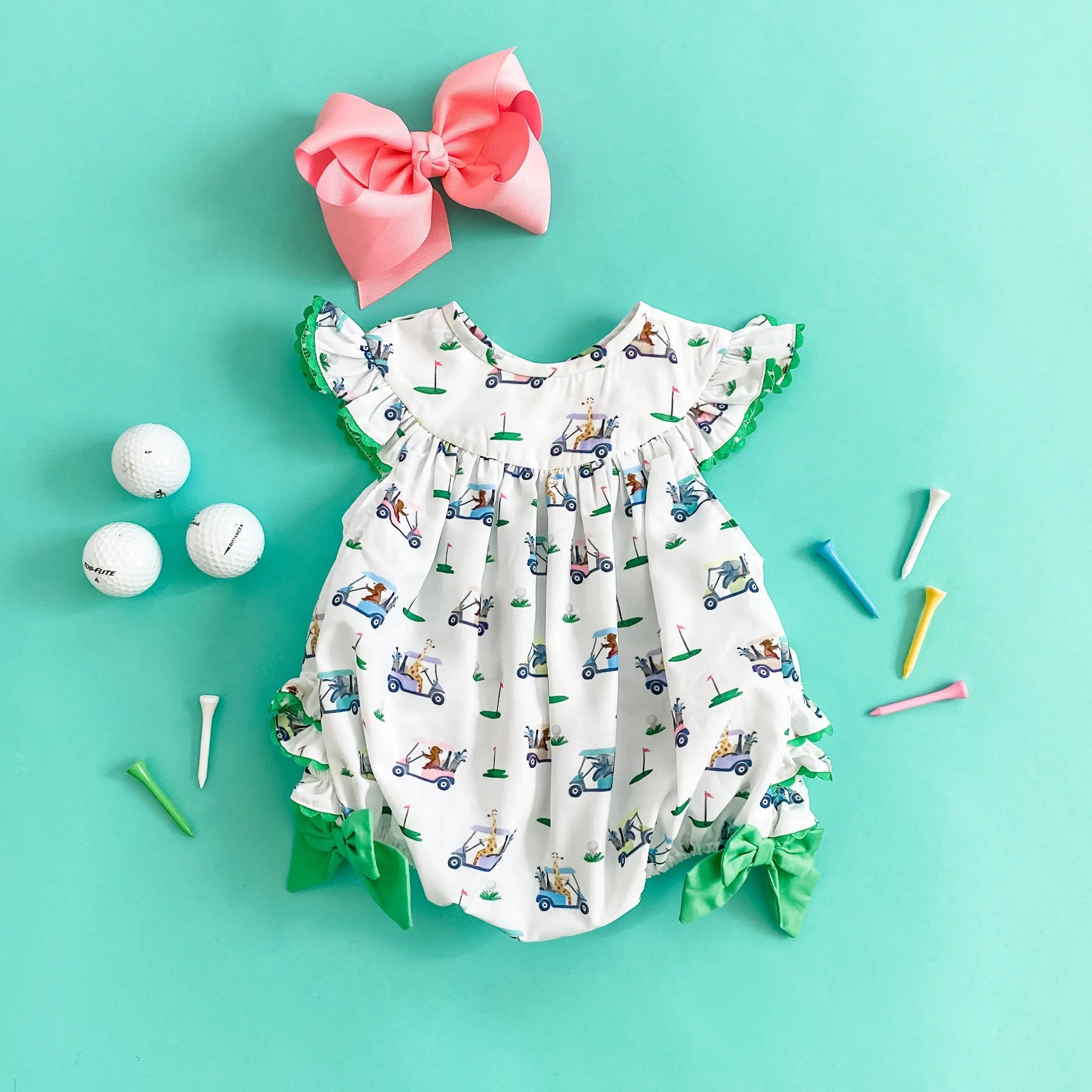 Girls Fairway Golf Bubble by Seven Lantern Lane, children's boutique clothing detail photo 3