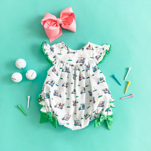 Girls Fairway Golf Bubble by Seven Lantern Lane, children's boutique clothing detail photo 3