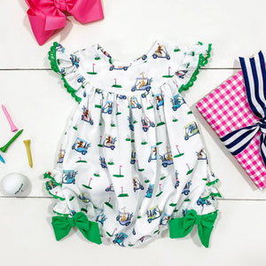 Girls Fairway Golf Bubble by Seven Lantern Lane, children's boutique clothing detail photo 10