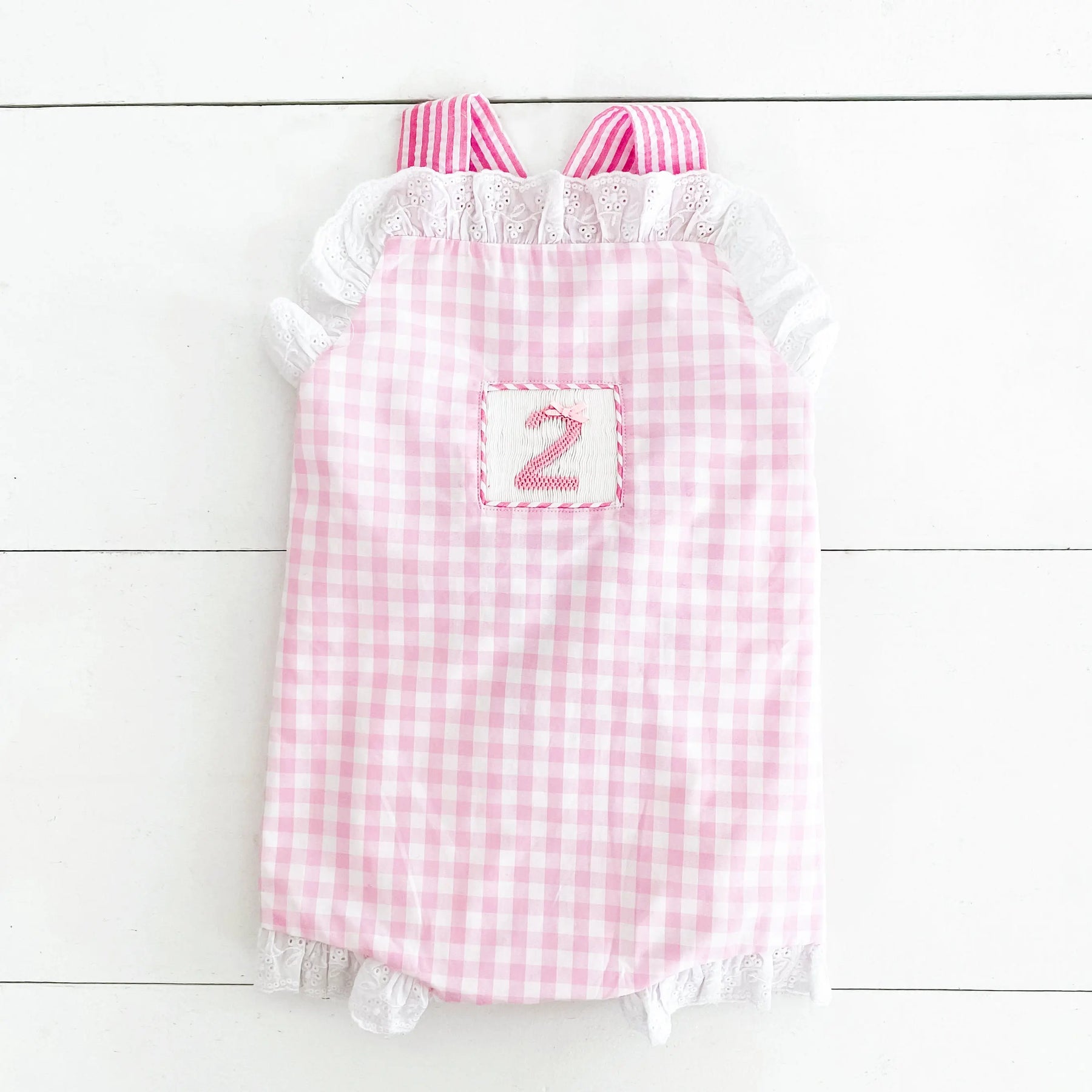 Girls Second Birthday Smocked Bubble by Seven Lantern Lane, children's boutique clothing main product photo