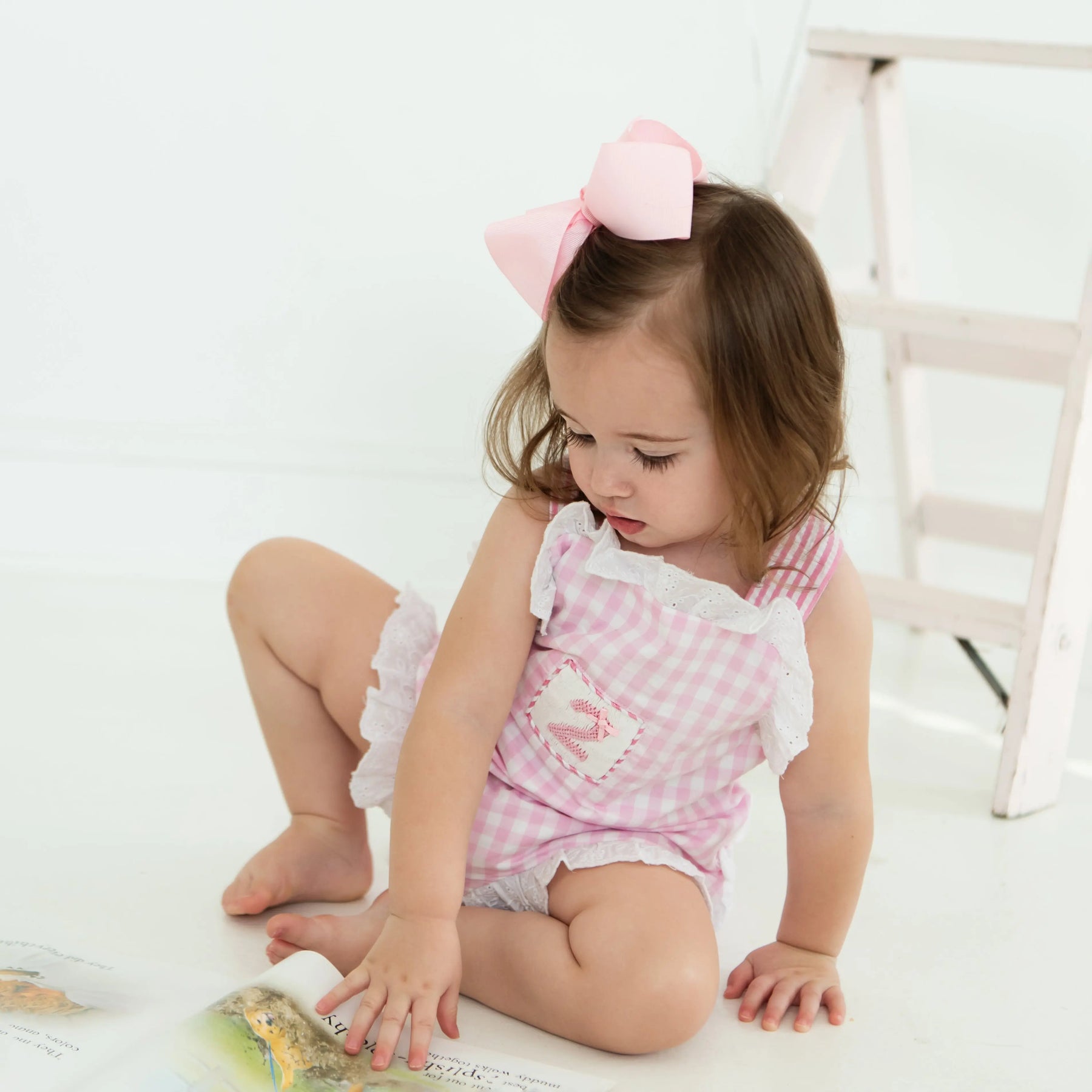 Girls Second Birthday Smocked Bubble by Seven Lantern Lane, children's boutique clothing detail photo 7