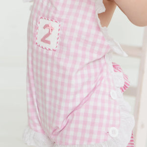 Girls Second Birthday Smocked Bubble by Seven Lantern Lane, children's boutique clothing detail photo 8