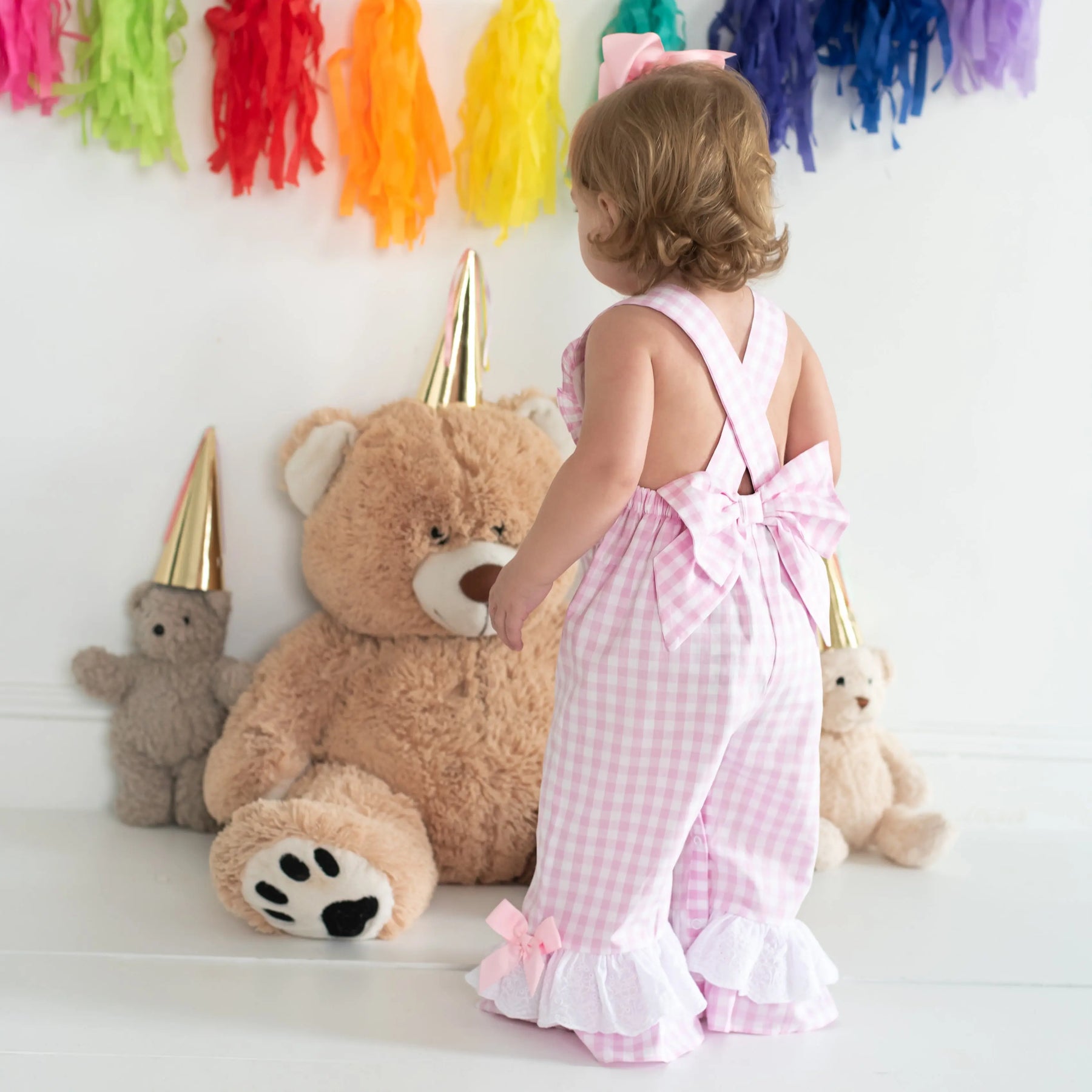 Girls Smocked First Birthday Longall by Seven Lantern Lane, children's boutique clothing detail photo 8