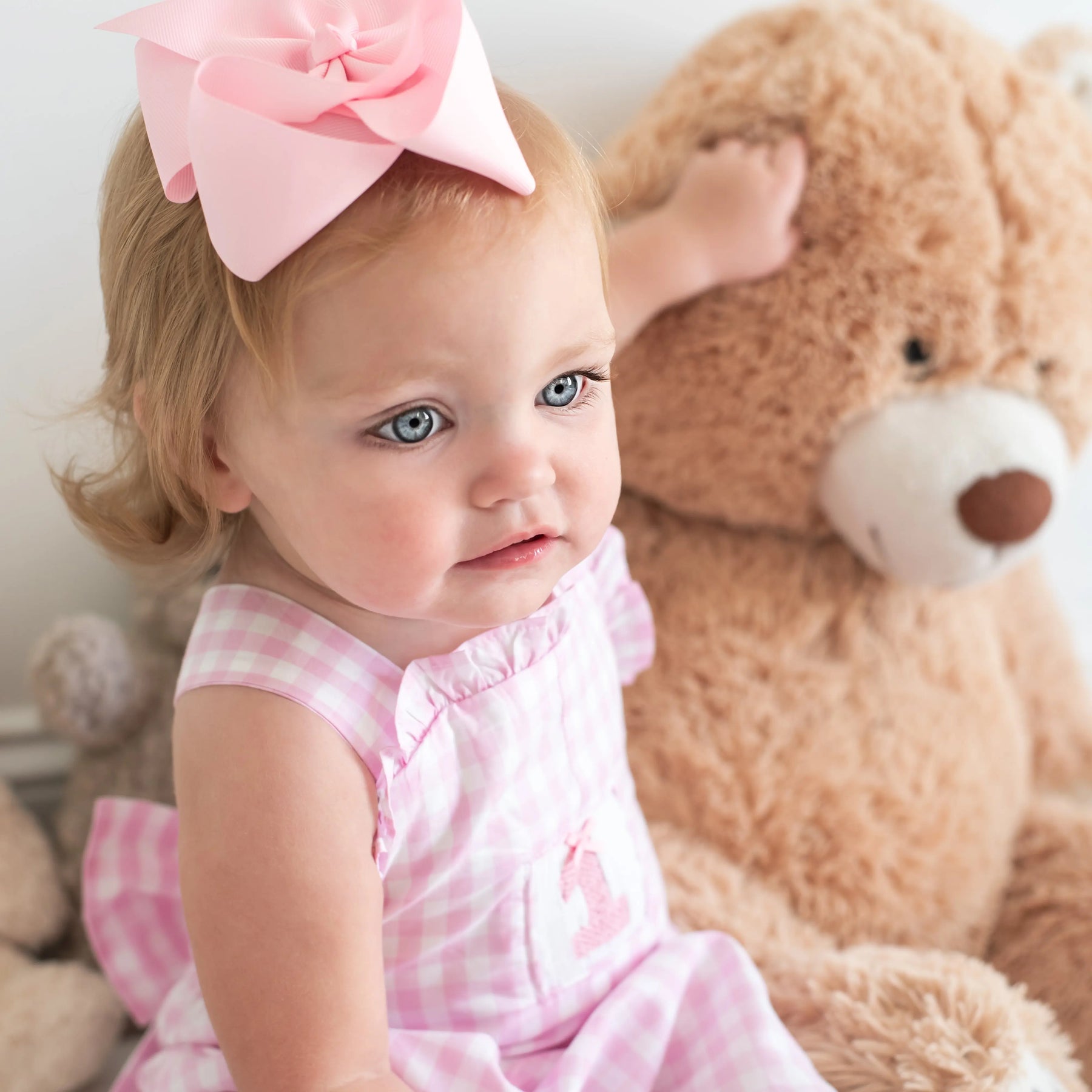 Girls Smocked First Birthday Longall by Seven Lantern Lane, children's boutique clothing detail photo 15