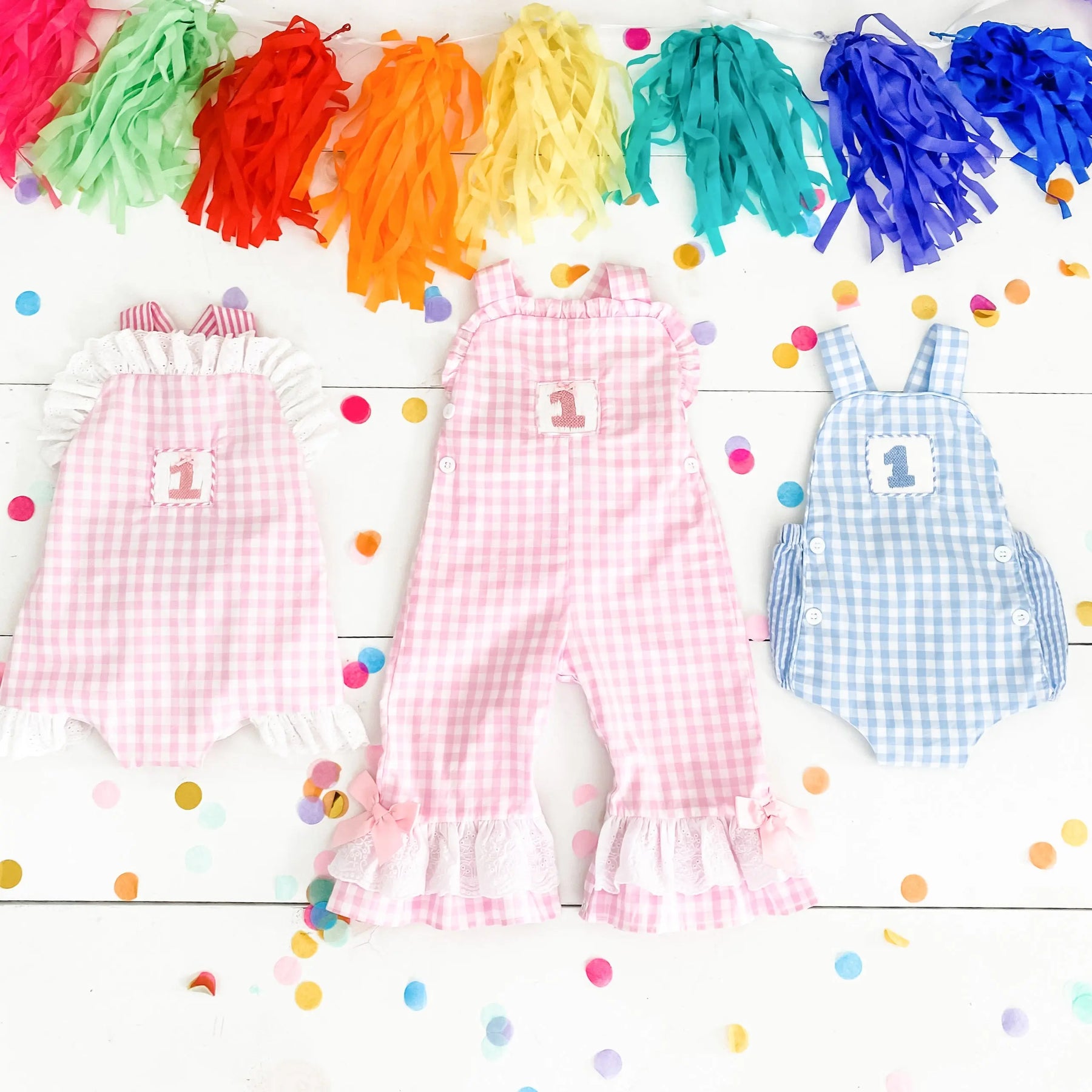 Girls Smocked First Birthday Longall by Seven Lantern Lane, children's boutique clothing detail photo 19