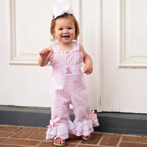 Girls Smocked First Birthday Longall by Seven Lantern Lane, children's boutique clothing detail photo 23