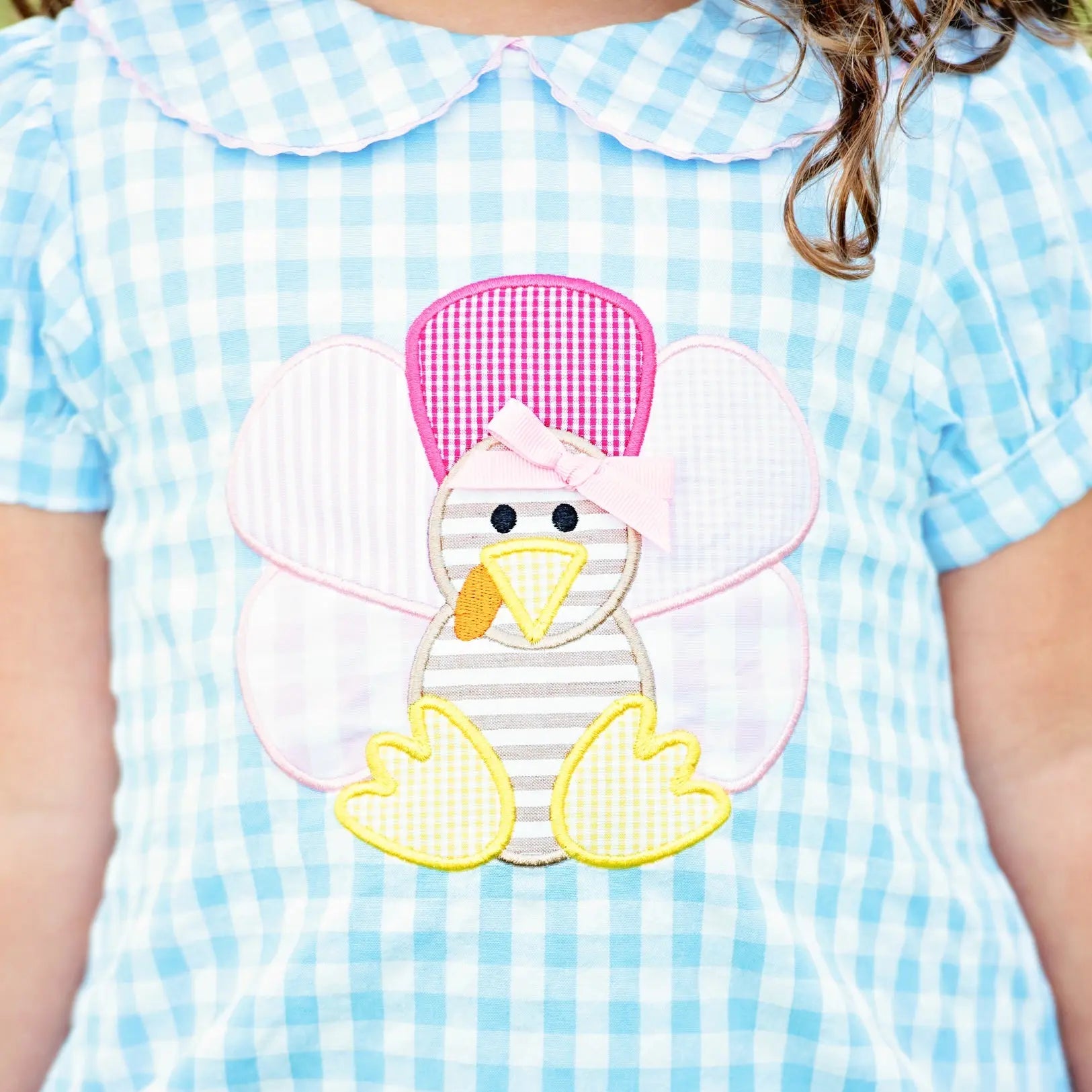 Girls Thanksgiving Turkey Dress by Seven Lantern Lane, Southern lifestyle apparel detail photo 2