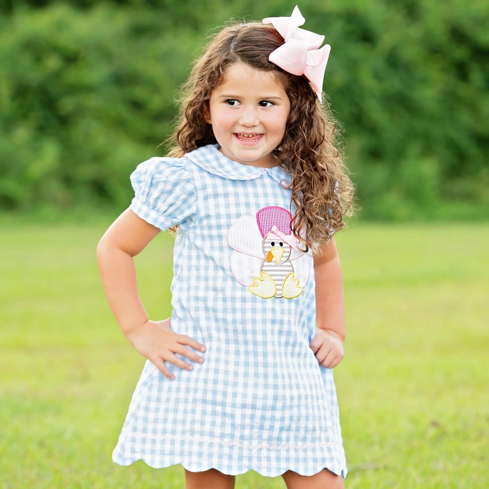 Girls Thanksgiving Turkey Dress by Seven Lantern Lane, Southern lifestyle apparel detail photo 3