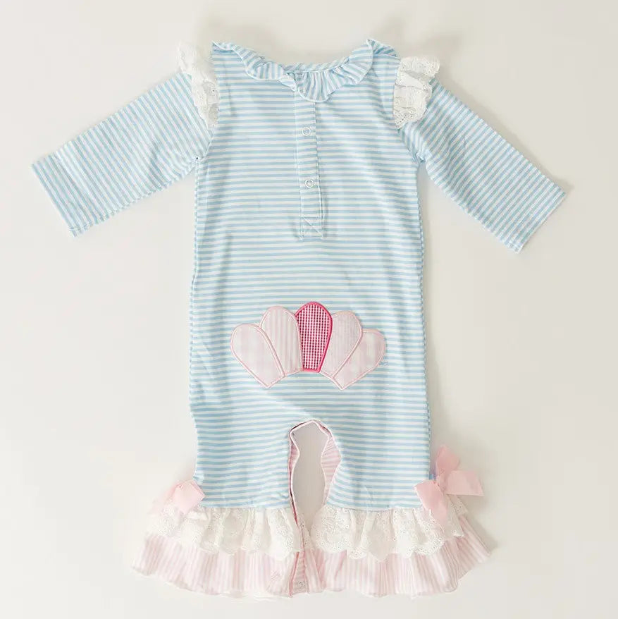 Girls Thanksgiving Turkey Romper by Seven Lantern Lane, Southern lifestyle apparel detail photo 2