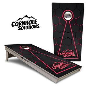 Glow Hole Black Backgound Cornhole Boards - Professional Tournament Series by Cornhole Solutions, custom cornhole board main product photo