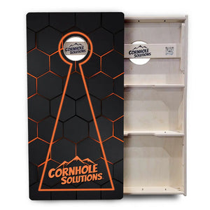 Glow Hole Black Backgound Cornhole Boards - Professional Tournament Series by Cornhole Solutions, custom cornhole board detail photo 8