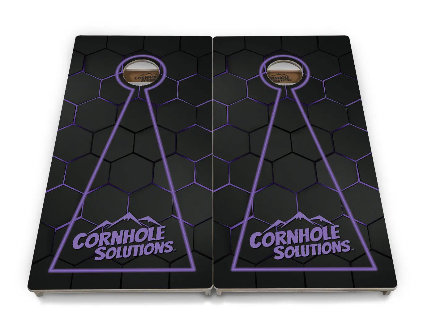 Glow Hole Black Backgound Cornhole Boards - Professional Tournament Series by Cornhole Solutions, custom cornhole board detail photo 11