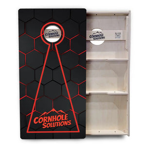 Glow Hole Black Backgound Cornhole Boards - Professional Tournament Series by Cornhole Solutions, custom cornhole board detail photo 12