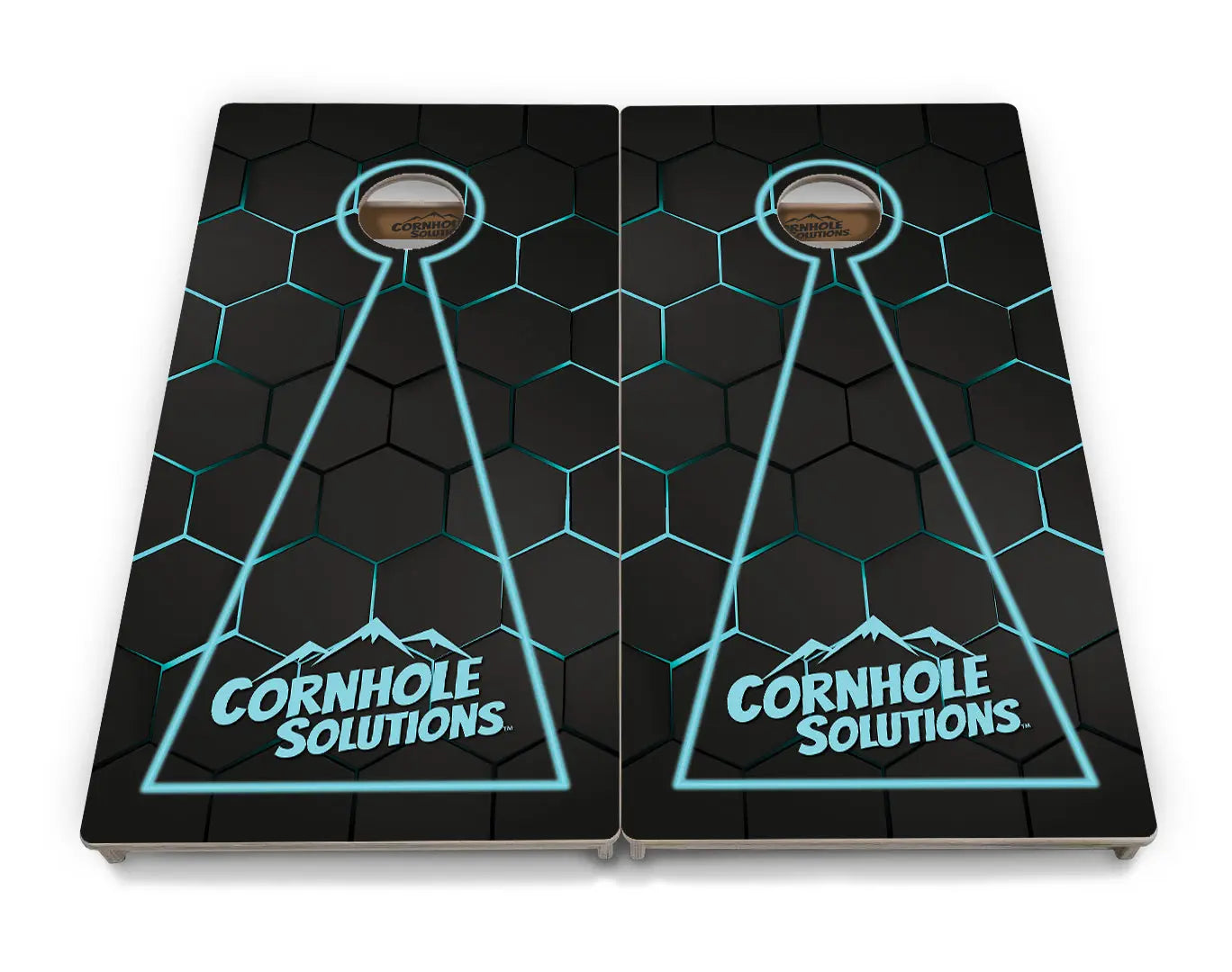 Glow Hole Black Backgound Cornhole Boards - Professional Tournament Series by Cornhole Solutions, custom cornhole board detail photo 15