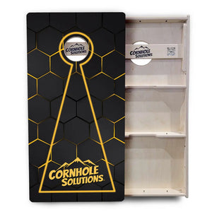 Glow Hole Black Backgound Cornhole Boards - Professional Tournament Series by Cornhole Solutions, custom cornhole board detail photo 18