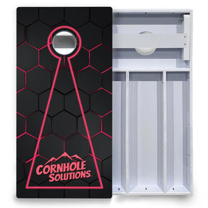 Glow Hole Black Cornhole Boards - All Weather Series by Cornhole Solutions, custom cornhole board detail photo 4