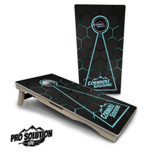 Glow Hole Black Cornhole Boards - Pro Solution Lite Series by Cornhole Solutions, custom cornhole board main product photo