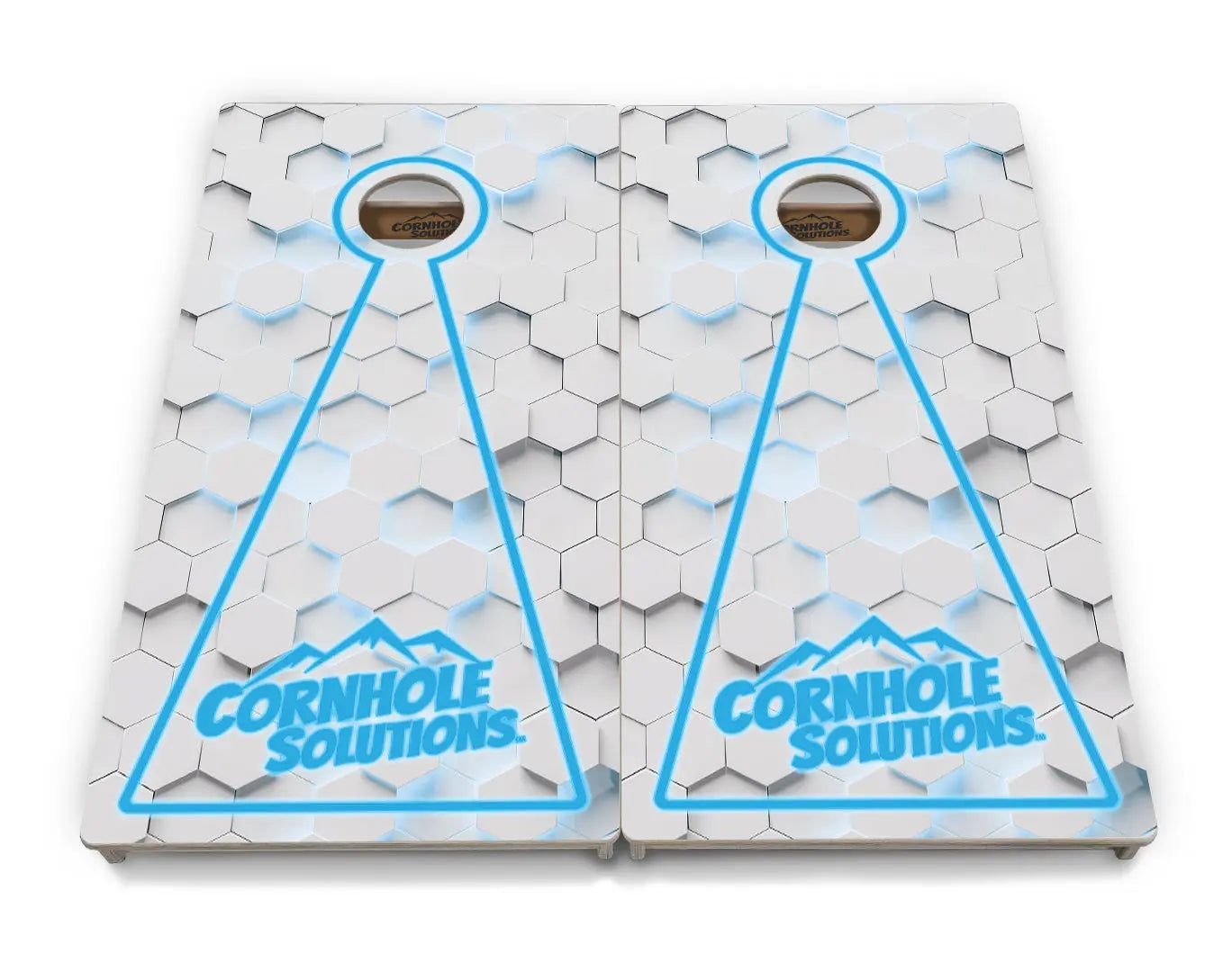 Glow Hole White Background Cornhole Boards - Professional Tournament Series by Cornhole Solutions, custom cornhole board detail photo 2