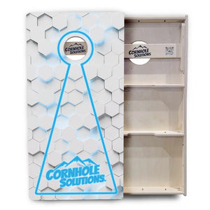 Glow Hole White Background Cornhole Boards - Professional Tournament Series by Cornhole Solutions, custom cornhole board detail photo 3