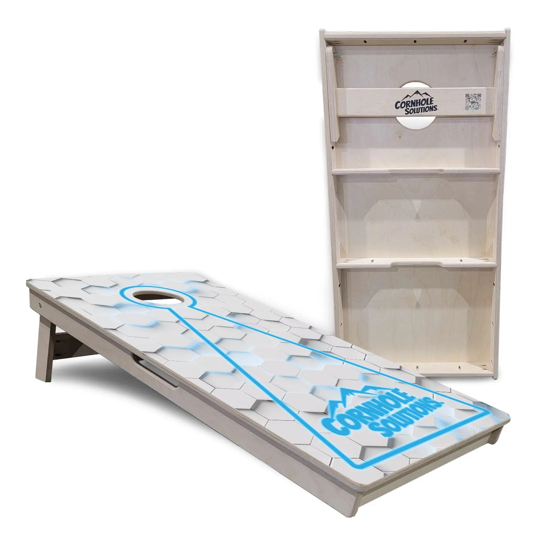 Glow Hole White Background Cornhole Boards - Professional Tournament Series by Cornhole Solutions, custom cornhole board detail photo 4
