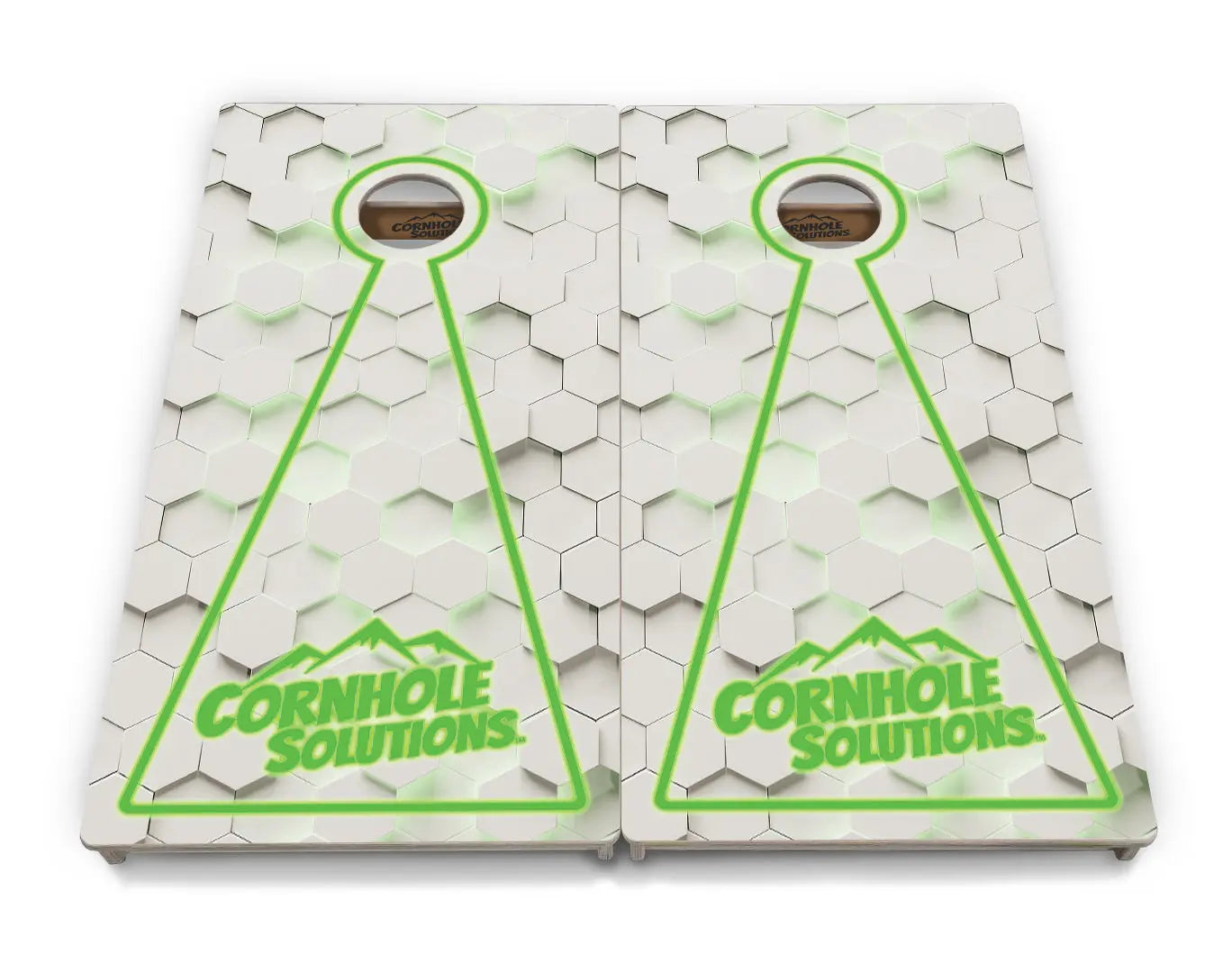 Glow Hole White Background Cornhole Boards - Professional Tournament Series by Cornhole Solutions, custom cornhole board detail photo 7