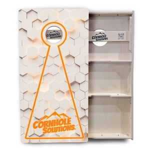 Glow Hole White Background Cornhole Boards - Professional Tournament Series by Cornhole Solutions, custom cornhole board detail photo 8