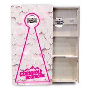 Glow Hole White Background Cornhole Boards - Professional Tournament Series by Cornhole Solutions, custom cornhole board detail photo 10