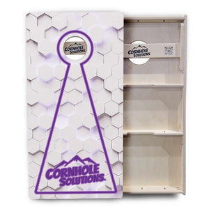 Glow Hole White Background Cornhole Boards - Professional Tournament Series by Cornhole Solutions, custom cornhole board detail photo 12