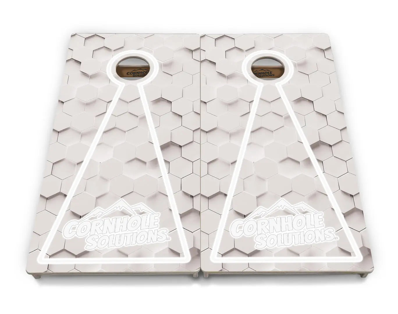 Glow Hole White Background Cornhole Boards - Professional Tournament Series by Cornhole Solutions, custom cornhole board detail photo 17