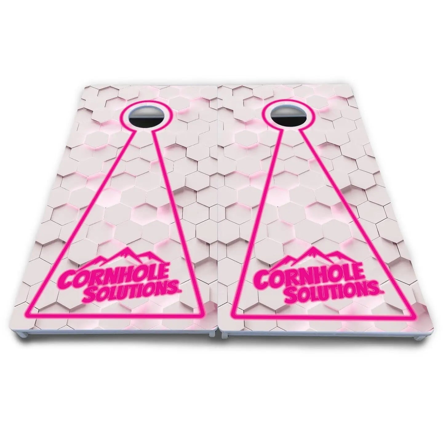 Glow Hole White Cornhole Boards - All Weather Series by Cornhole Solutions, custom cornhole board detail photo 3