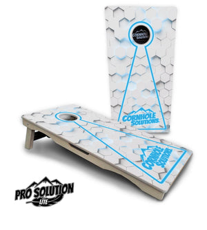 Glow Hole White Cornhole Boards - Pro Solution Lite Series by Cornhole Solutions, custom cornhole board main product photo