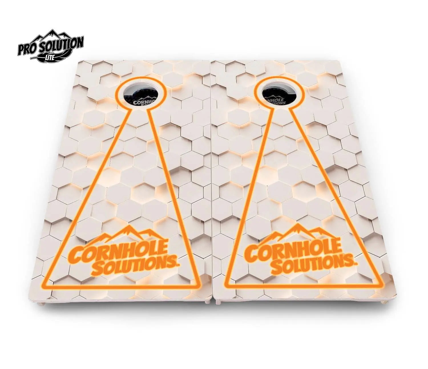 Glow Hole White Cornhole Boards - Pro Solution Lite Series by Cornhole Solutions, custom cornhole board detail photo 4