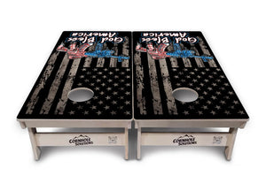 God Bless America Flag Cornhole Boards - Professional Tournament Series by Cornhole Solutions, custom cornhole board detail photo 2