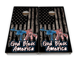 God Bless America Flag Cornhole Boards - Professional Tournament Series by Cornhole Solutions, custom cornhole board detail photo 4