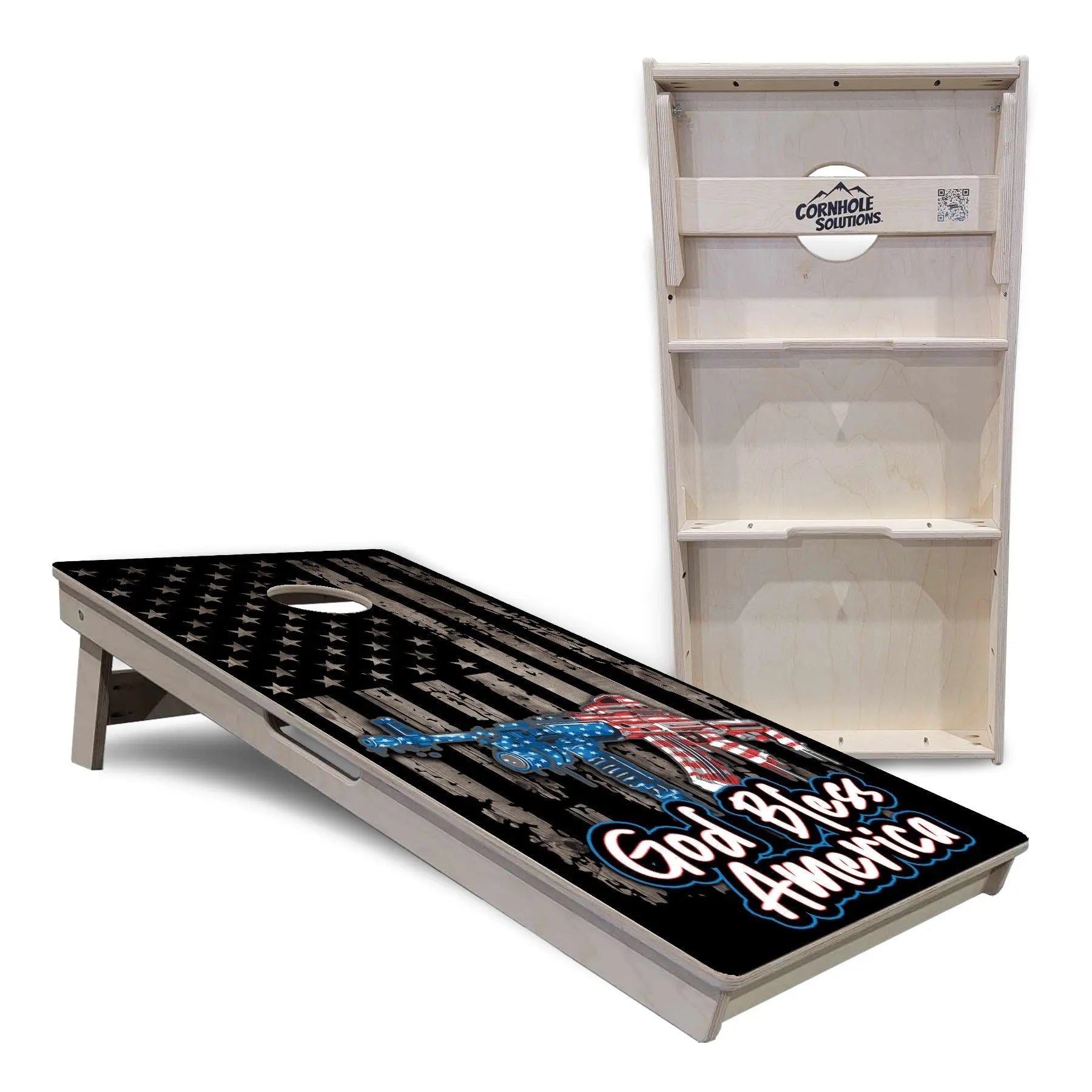 God Bless America Flag Cornhole Boards - Professional Tournament Series by Cornhole Solutions, custom cornhole board detail photo 5