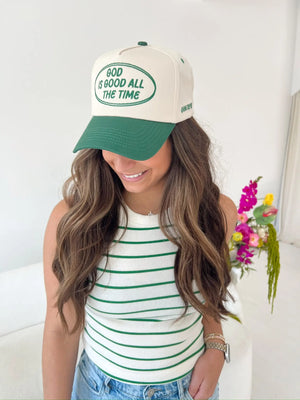 God is Good - Green Vintage Trucker Hat by KenzKustomz, Southern lifestyle apparel detail photo 5