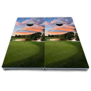 Golf Course Sunset Cornhole Boards - All Weather Series by Cornhole Solutions, custom cornhole board detail photo 4
