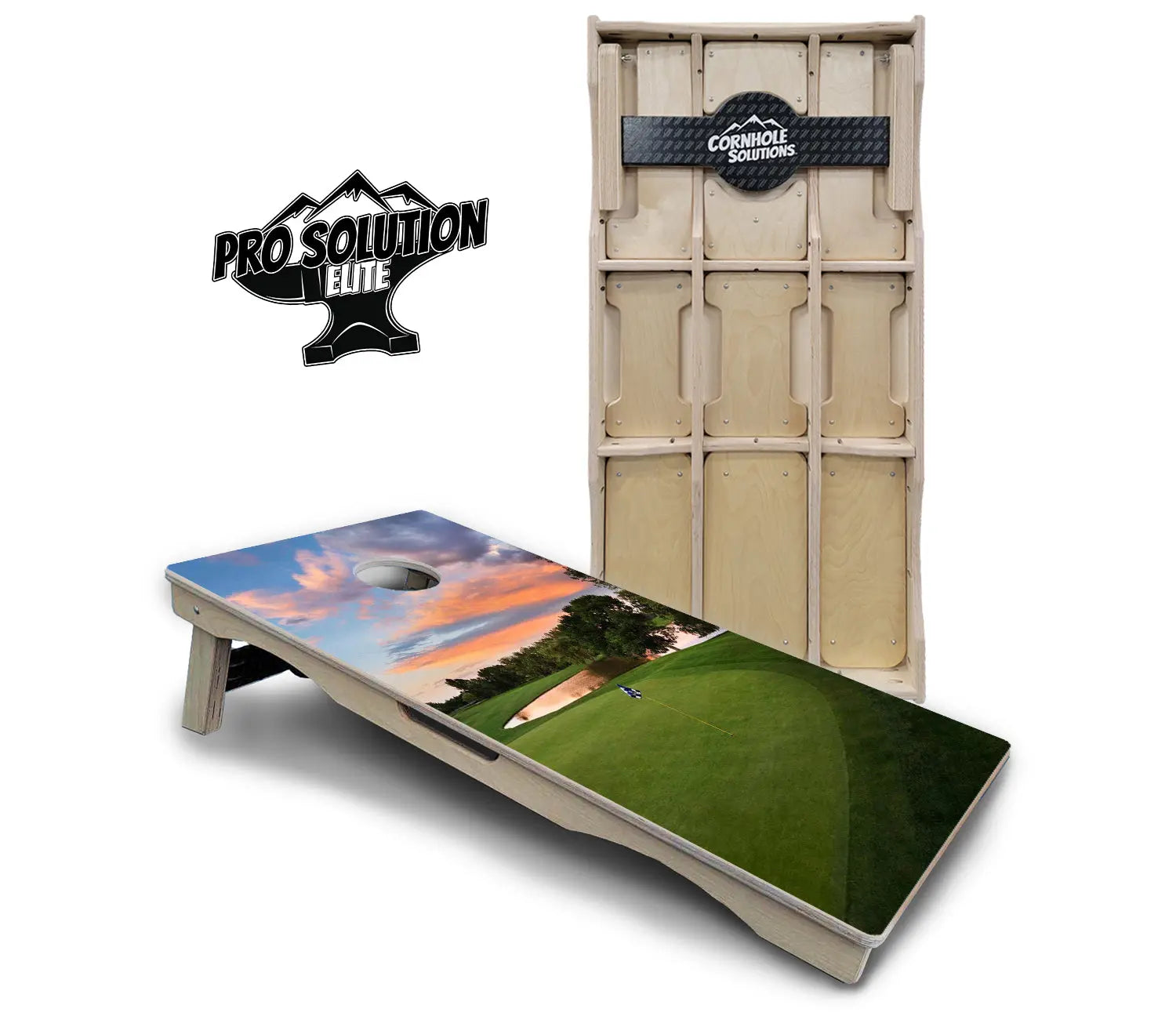 Golf Course Sunset Cornhole Boards - Pro Solution Elite Series by Cornhole Solutions, custom cornhole board detail photo 2