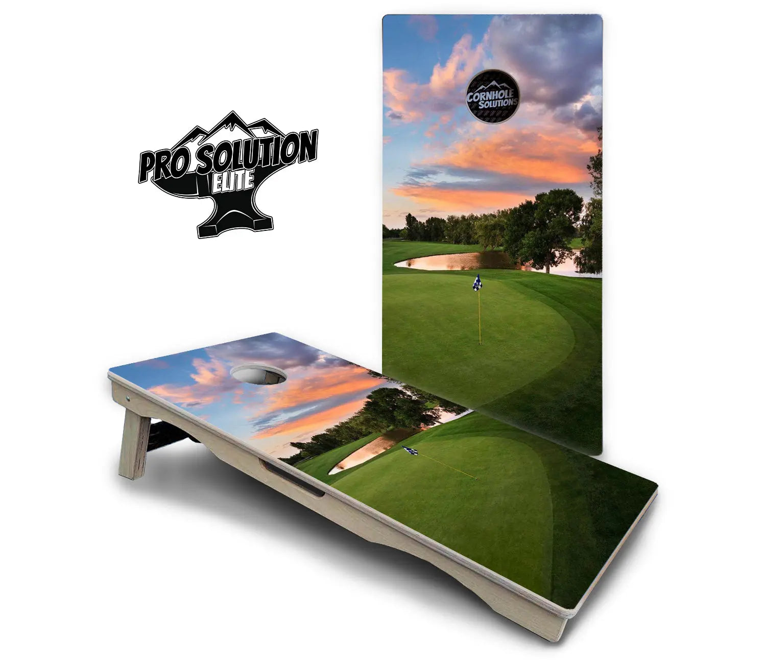 Golf Course Sunset Cornhole Boards - Pro Solution Elite Series by Cornhole Solutions, custom cornhole board detail photo 3