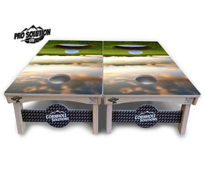 Golf Course Sunset Cornhole Boards - Pro Solution Lite Series by Cornhole Solutions, custom cornhole board detail photo 2