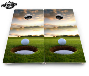 Golf Course Sunset Cornhole Boards - Pro Solution Lite Series by Cornhole Solutions, custom cornhole board detail photo 5