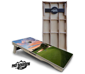 Golf Course Sunset Cornhole Boards - Pro Solution Lite Series by Cornhole Solutions, custom cornhole board detail photo 6