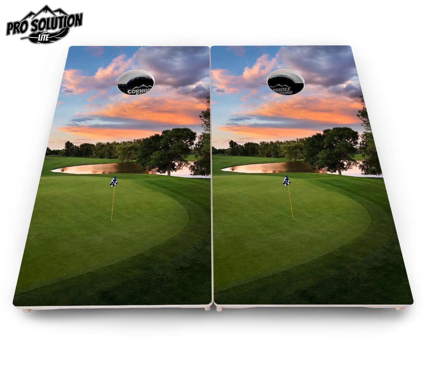 Golf Course Sunset Cornhole Boards - Pro Solution Lite Series by Cornhole Solutions, custom cornhole board detail photo 8