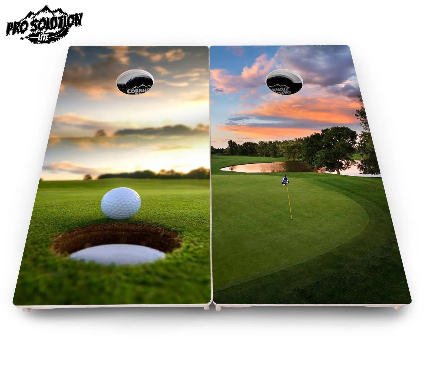 Golf Course Sunset Cornhole Boards - Pro Solution Lite Series by Cornhole Solutions, custom cornhole board detail photo 10