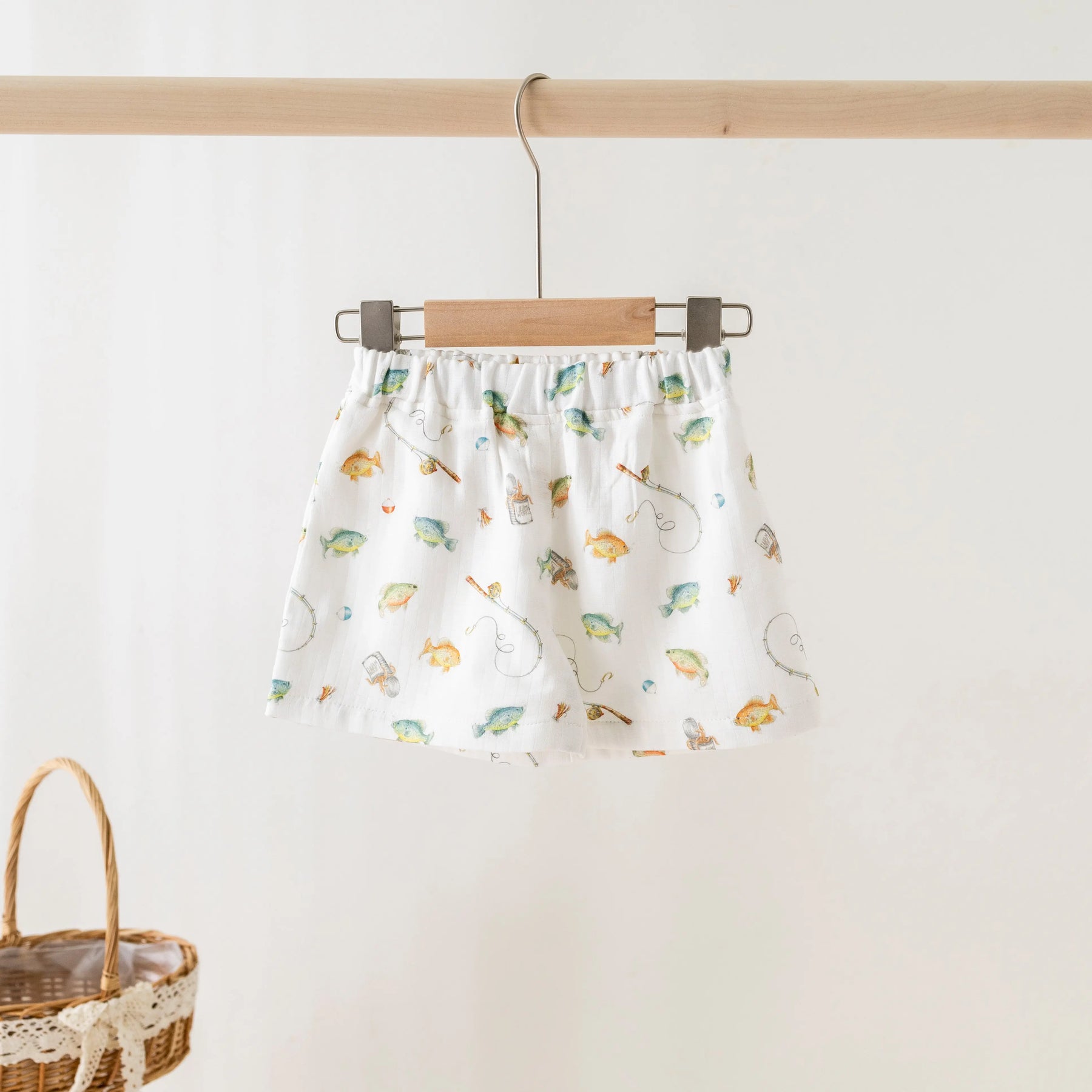 Gone Fishing Organic Muslin Shorts by Nola Tawk, children's boutique clothing main product photo