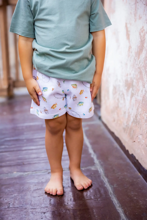 Gone Fishing Organic Muslin Shorts by Nola Tawk, children's boutique clothing detail photo 2