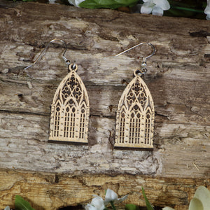 Gothic Window Wooden Earrings | Dark Fantasy Jewelry